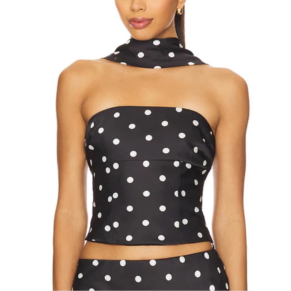 Runaway Black and White Polka Dot strapless Top with Scarf (in packaging)